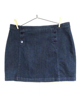 LOFT Stretch Denim Mini Skirt Button Front Size 18